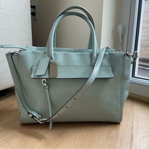 Coach Mint Green Leather Tote Bag